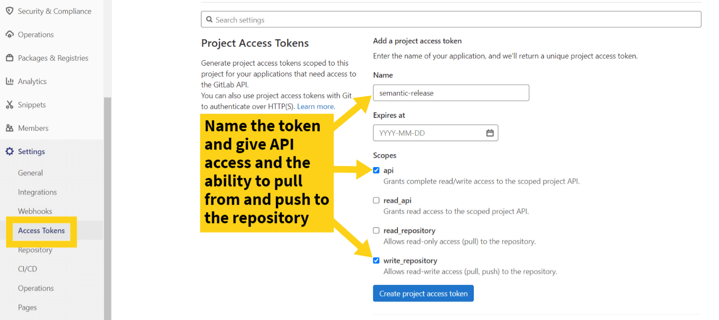 GitLab access token setup