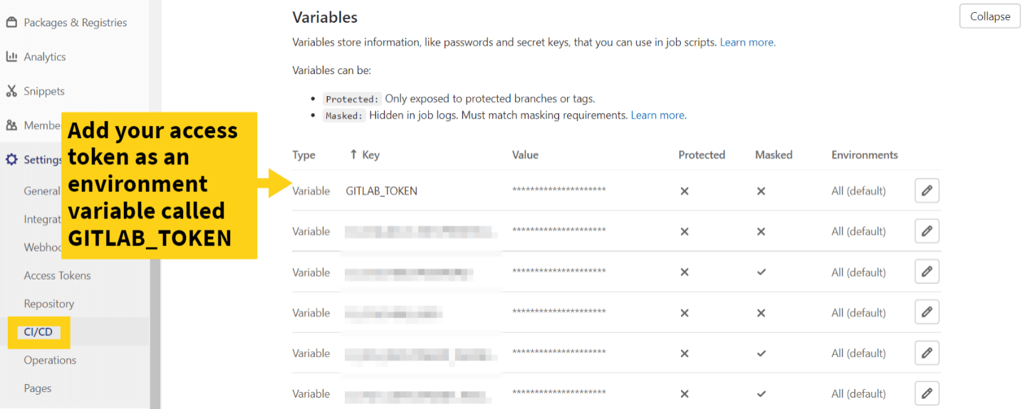GitLab access token setup