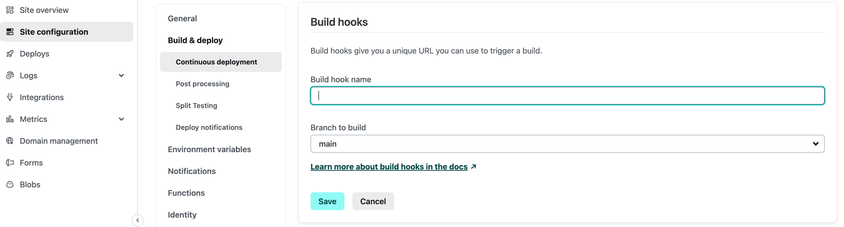 Netlify build hook