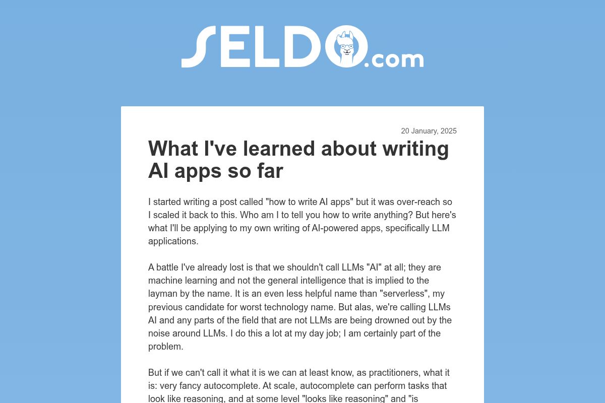 What I've learned about writing AI apps so far | Seldo.com
